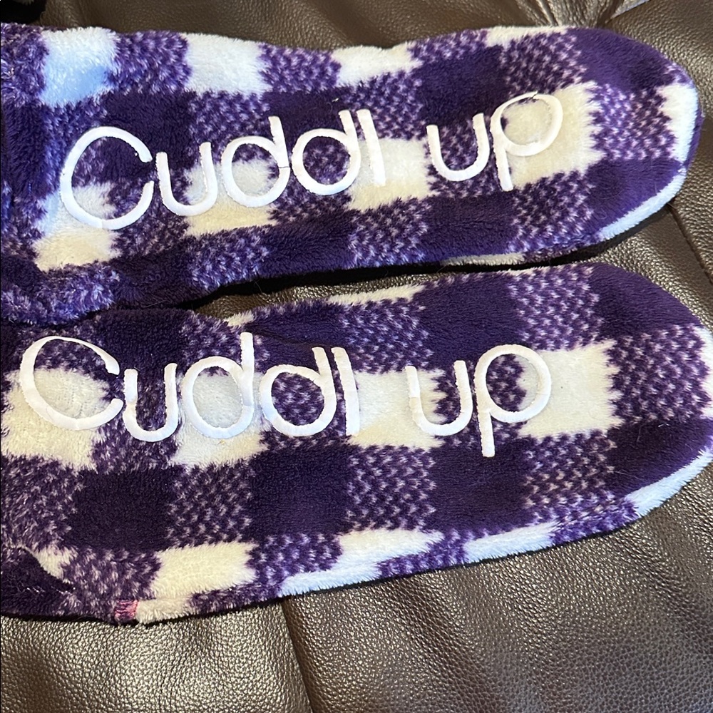 Cuddl Duds Purple and White Plaid Hooded Onesie - Picture 5 of 9